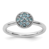 Sterling Silver Stackable Expressions Blue Topaz Rhodium-Plated Ring, 2.25 mm