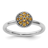 Sterling Silver Stackable Expressions Citrine Rhodium-Plated Ring, 2.25 mm