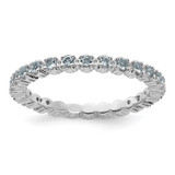 Rhodium-Plated Sterling Silver Stackable Expressions Aquamarine Ring, 2.25 mm - QSK352