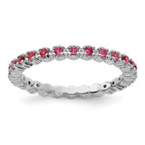 Rhodium-Plated Sterling Silver Stackable Expressions Pink Tourmaline Ring, 2.25 mm - QSK359