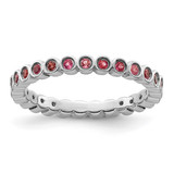 Rhodium-Plated Sterling Silver Stackable Expressions Pink Tourmaline Ring, 2.25 mm - QSK371
