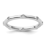 Rhodium-Plated Sterling Silver Stackable Expressions White Topaz Ring, 2.25 mm - QSK377