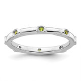 Rhodium-Plated Sterling Silver Stackable Expressions Peridot Ring, 2.25 mm - QSK381