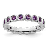 Rhodium-Plated Sterling Silver Stackable Expressions Amethyst Ring, 3.5 mm