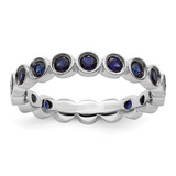 Rhodium-Plated Sterling Silver Stackable Expressions Lab-Created Sapphire Ring, 3.5 mm
