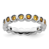 Rhodium-Plated Sterling Silver Stackable Expressions Citrine Ring, 3.5 mm
