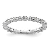 Rhodium-Plated Sterling Silver Stackable Expressions White Topaz & Diamond Ring, 2.25 mm