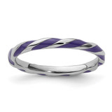 Rhodium-Plated Sterling Silver Stackable Expressions Twisted Purple Enameled Ring, 2.4 mm