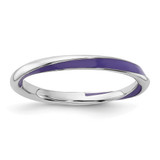 Rhodium-Plated Sterling Silver Stackable Expressions Twisted Purple Enameled Ring, 2.5 mm