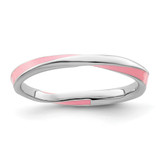 Rhodium-Plated Sterling Silver Stackable Expressions Twisted Pink Enameled Ring, 2.5 mm