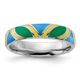 Rhodium-Plated Sterling Silver Stackable Expressions Polished Multi Color Enameled Ring, 4.5 mm