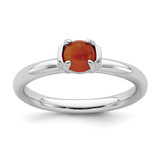 Rhodium-Plated Sterling Silver Stackable Expressions Polished Red Agate Ring, 2.5 mm