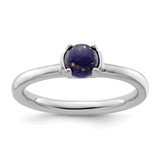 Rhodium-Plated Sterling Silver Stackable Expressions Polished Blue Lapis Ring, 2.5 mm
