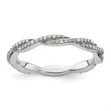 Rhodium-Plated Sterling Silver Stackable Expressions Polished Diamond Ring, 2.5 mm