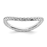 Sterling Silver Stackable Expressions Polished Rhodium-Plated Wave Ring, 1.5 mm