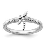 Rhodium-Plated Sterling Silver Stackable Expressions Dragonfly Ring, 2.5 mm