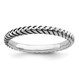 Sterling Silver Stackable Expressions Antiqued Ring, 2.5 mm - QSK801