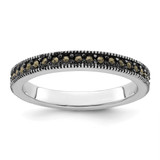 Rhodium-Plated Sterling Silver Stackable Expressions Marcasite Wedding Band, 3 mm