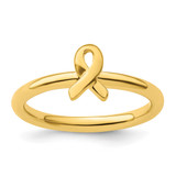 Sterling Silver Stackable Expressions Gold-Tone Awareness Ribbon Ring, 2.5 mm