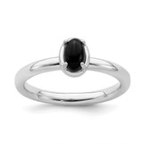 Rhodium-Plated Sterling Silver Stackable Expressions Onyx Polished Ring, 2.25 mm