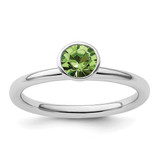 Rhodium-Plated Sterling Silver Stackable Expressions High 5 mm August Crystal Ring