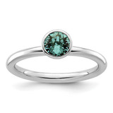 Rhodium-Plated Sterling Silver Stackable Expressions High 5 mm December Crystal Ring