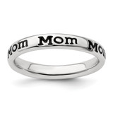 Sterling Silver Stackable Expressions Polished Enameled Mom Ring, 3.5 mm