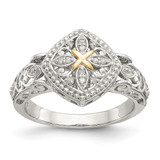 Shey Couture Sterling Silver Rhodium-Plated with 14K Accent 0.06ct Diamond Ring