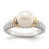 Shey Couture Sterling Silver Rhodium-Plated with 14K Accent 8-9 mm Cultured Freshwater Pearl Ring