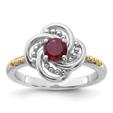 Shey Couture Sterling Silver Rhodium-Plated with 14K Accent Garnet Ring, 2.3 mm