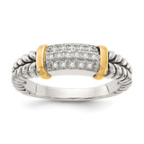 Shey Couture Sterling Silver with 14K Accent Antiqued 0.12ct Diamond Ring