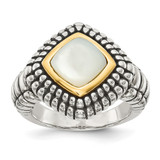 Shey Couture Sterling Silver with 14K Accent Antiqued Mother of Pearl Ring, 3 mm