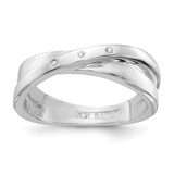 White Ice Sterling Silver Rhodium-Plated 0.03ct Diamond Crossover Ring, 3 mm