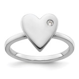 White Ice Sterling Silver Rhodium-Plated 0.035ct Diamond Heart Ring, 2 mm