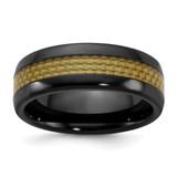 Black Ceramic Men'S Carbon Fiber Inlay Wedding Band, 8.05 mm