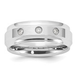 Cobalt Polished Beveled Edge Triple 0.09ct Diamond 8 mm Men'S Wedding Band