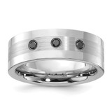 Cobalt Polished & Brushed Stripe Black 0.12ct Diamond 8 mm Men'S Wedding Band