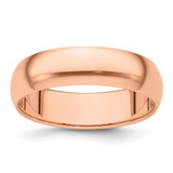 14K Rose Gold 6 mm Half-Round Wedding Band