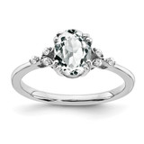 Sterling Silver Rhodium-Plated White Topaz and 0.06ct Diamond Ring