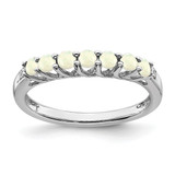 Sterling Silver Rhodium-Plated Lab-Created Opal and 0.012ct Diamond Ring
