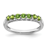 Sterling Silver Rhodium-Plated Peridot and 0.012ct Diamond Ring