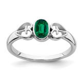Sterling Silver Rhodium-Plated Lab-Created Emerald Ring
