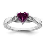 Sterling Silver Rhodium-Plated Rhodolite Garnet and 0.02ct Diamond Ring