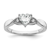 Sterling Silver Rhodium-Plated White Topaz and 0.02ct Diamond Ring