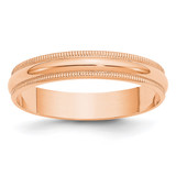 14K Rose Gold 4 mm Lightweight Milgrain Half Round Wedding Band