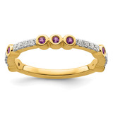 14K Yellow Gold Stackable Expressions Amethyst and 0.08ct Diamond Ring, 2 mm