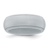Silicone Silver Metallic 8 mm Ridged Edge Wedding Band