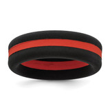 Silicone Black with Red Line Center 7.5 mm Flat Wedding Band