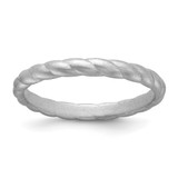 Silicone Metallic Silver 3 mm Braided Wedding Band