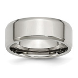 Chisel Stainless Steel Polished 8 mm Beveled Edge Wedding Band, Flat